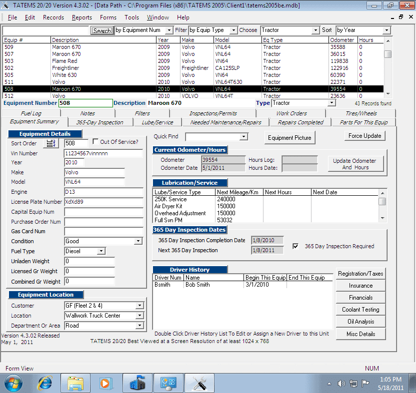 TATEMS-Fleet-Maintenance-Software-Equipment-Summary-Form