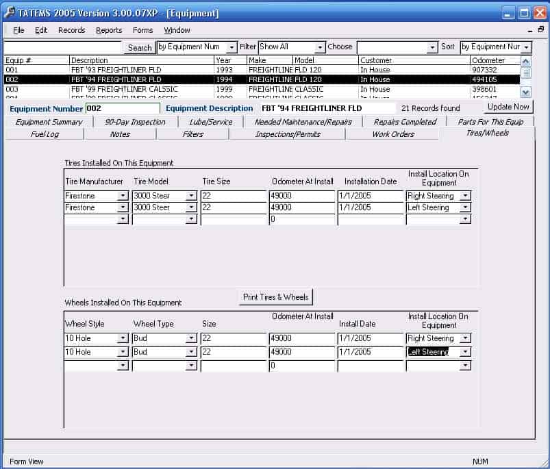 Tires And Wheels Screen